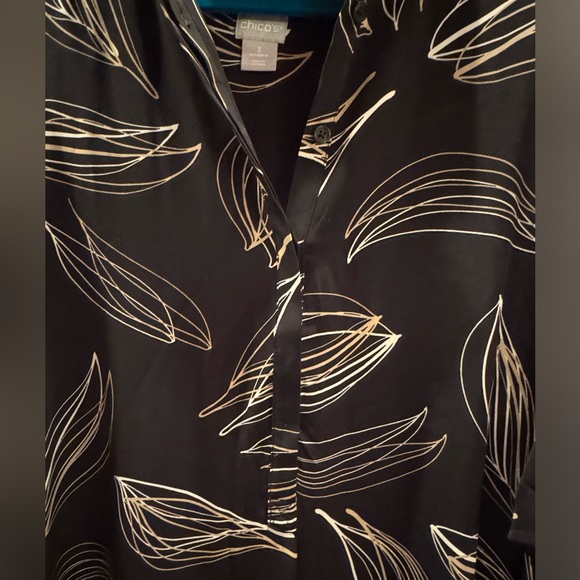 Chico’s A-line 3/4 black print dress size 3 (14-16) - Picture 5 of 5